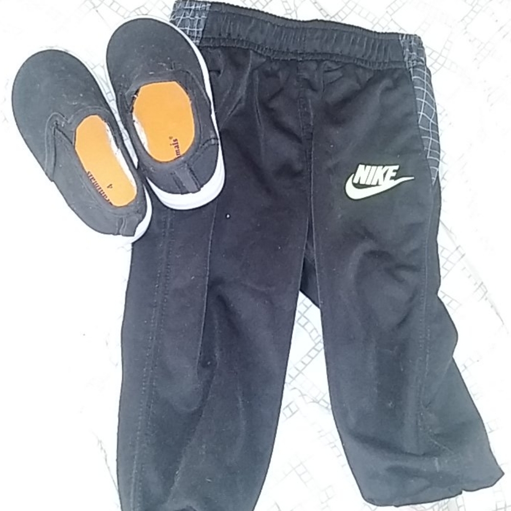 Infant shoes with Nike pants